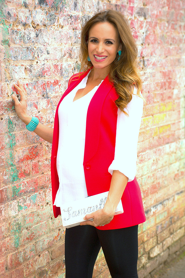 Preggo Leggings and red vest